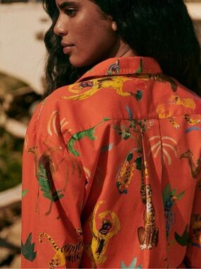 Rare NWT Sézane x G. Kero Max Shirt Coral Animals Print